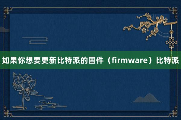 如果你想要更新比特派的固件（firmware）比特派