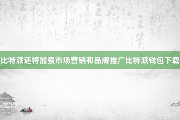 比特派还将加强市场营销和品牌推广比特派钱包下载